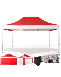 Rhino HEX 45 3mx4.5m (10ft x15ft) - Colour Red & White - Walls Frame + Roof