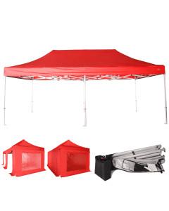 Rhino HEX 45 3mx6m (10ft x20ft) - Colour Red - Walls Frame + Roof
