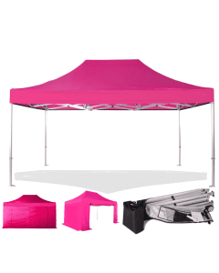 Rhino HEX 45 Pop Up Gazebo 3m x 4.5m (10ft x 15ft) - Colour Pink - Walls No Side Walls Required 