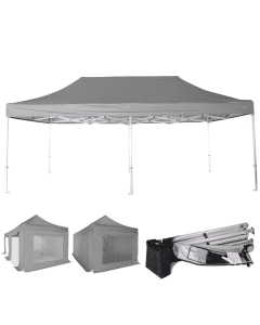 Rhino HEX 45 Pop Up Gazebo 3m x 6m (10ft x 20ft) - Colour Grey - Walls No Side Walls Required 