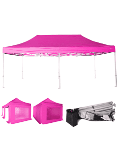 Rhino HEX 45 Pop Up Gazebo 3m x 6m (10ft x 20ft) - Colour Pink - Walls No Side Walls Required 
