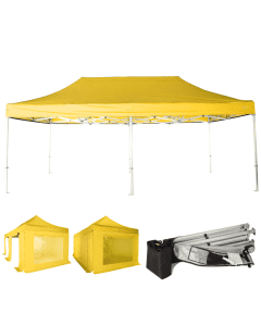 Rhino HEX 45 Pop Up Gazebo 3m x 6m (10ft x 20ft) - Colour Yellow - Walls No Side Walls Required 